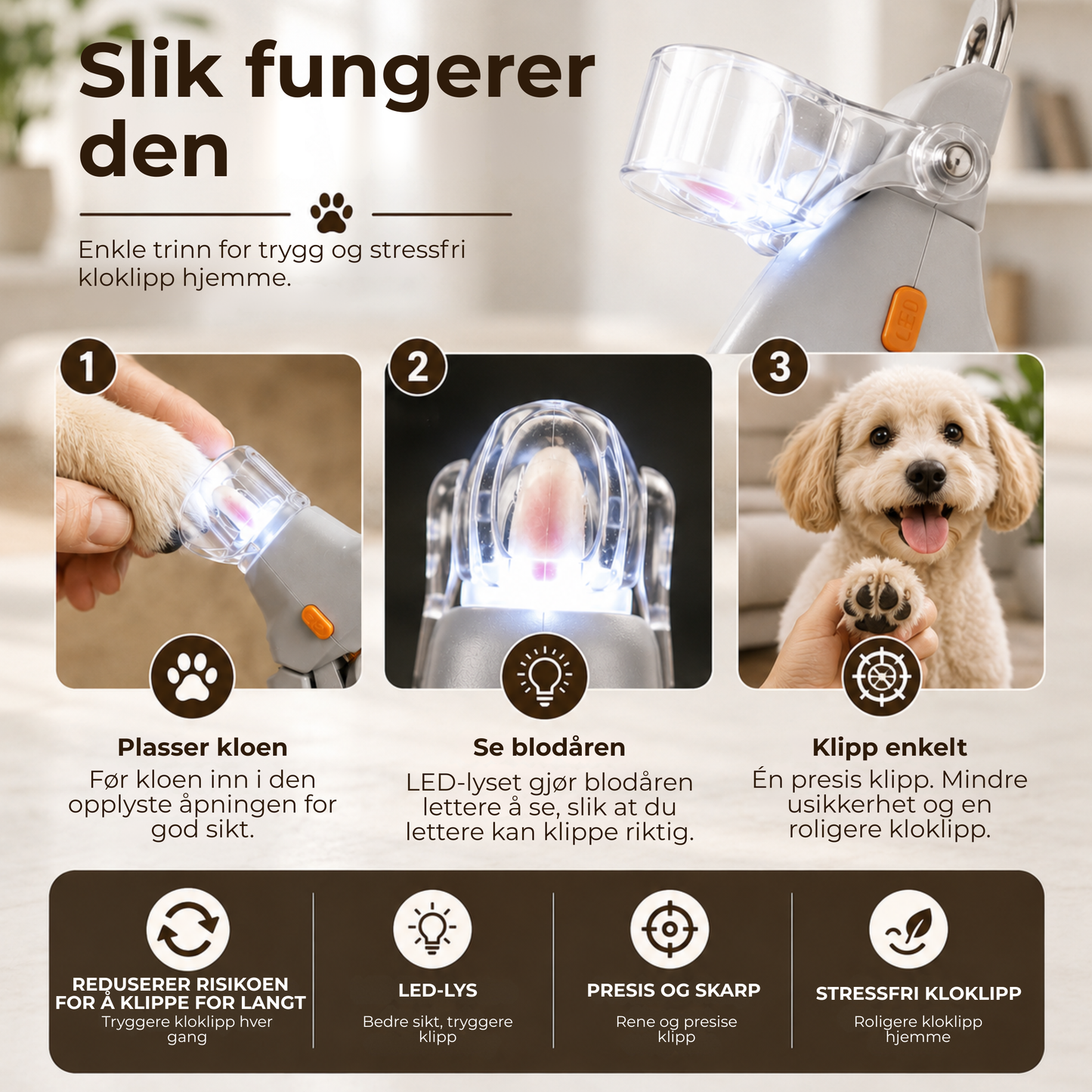 PoteKlipp™ | LED-klotang med forstørrelsesglass for hunder og katter