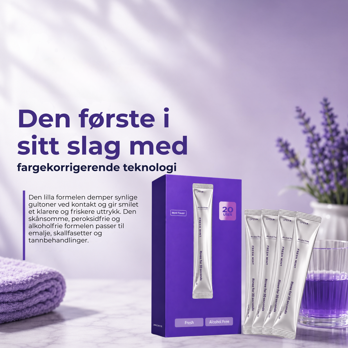 VioletSmile™ | Lilla munnskyll for et visuelt lysere smil på 30 sekunder