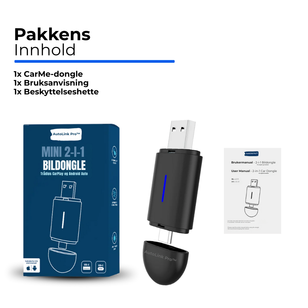 AutoLink Pro™ | Trådløs CarPlay & Android Auto Adapter for iPhone & Android