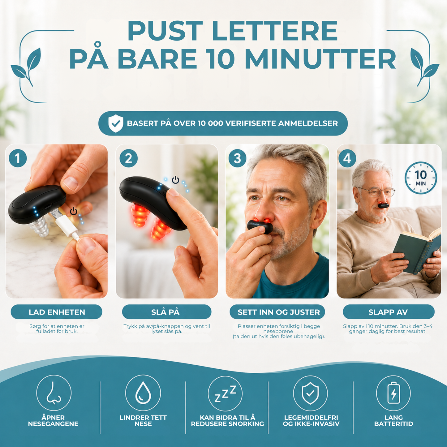 BreatheLight™ | Rødlysterapi mot tett nese