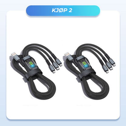 UltraLys 3-i-1 SuperHurtig Ladekabel | Si farvel til tomme batterier ✅