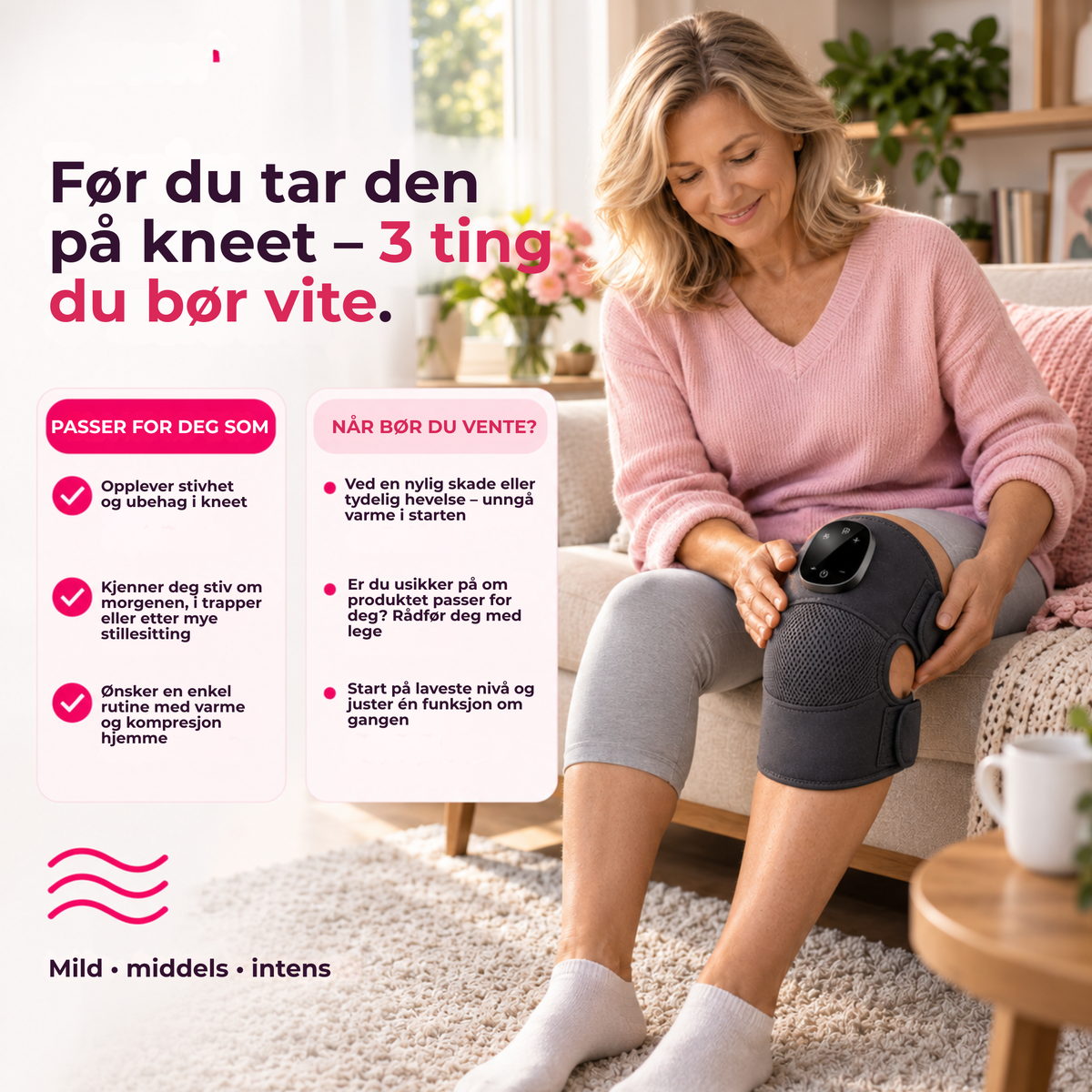 KneeComfort™ | Behagelig varme og massasje for stive, slitne knær