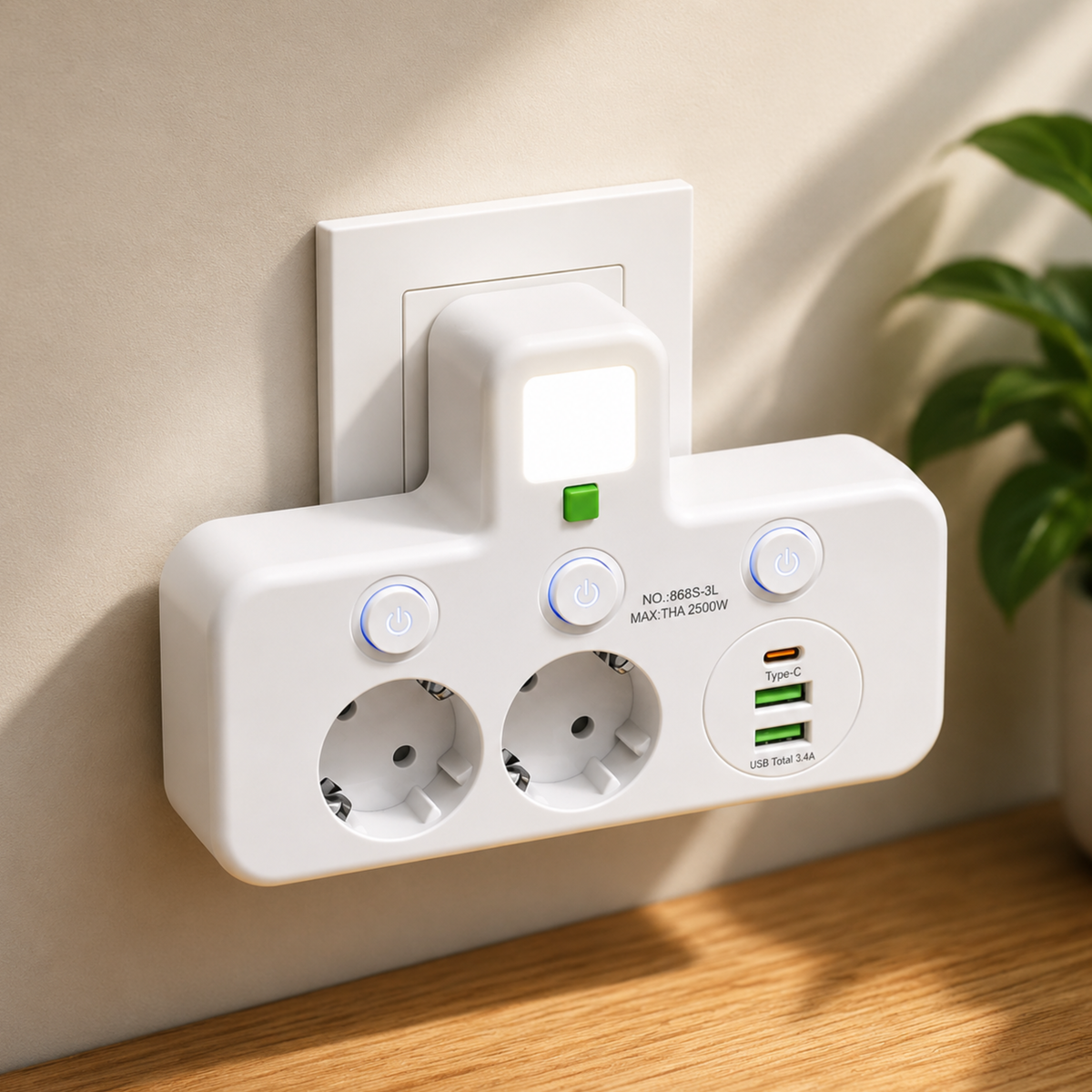 PowerHub™ | Flere stikkontakter og USB-lading på ett sted