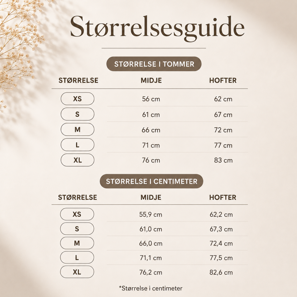 Størrelsesguide
