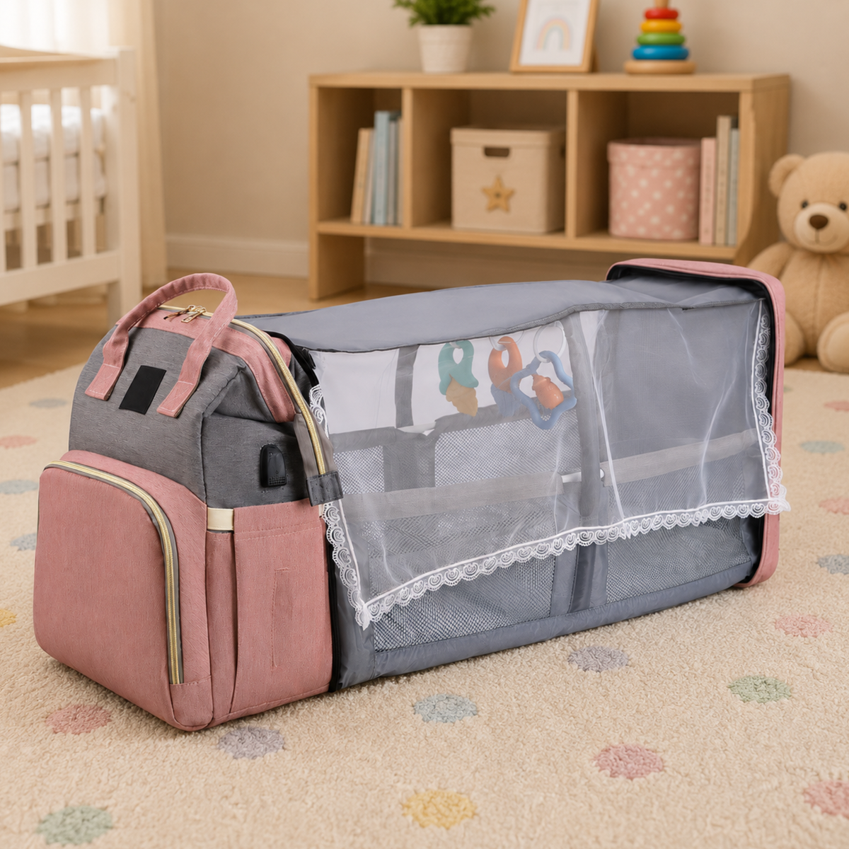 ParentPack™ | Babyryggsekk med utfellbar stelleplass