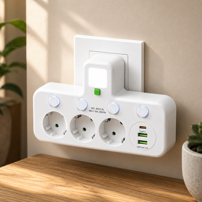 PowerHub™ | Flere stikkontakter og USB-lading på ett sted