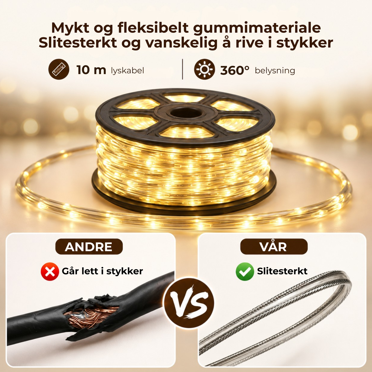 StringGlow™ | Campinglys med uttrekkbar lyslenke