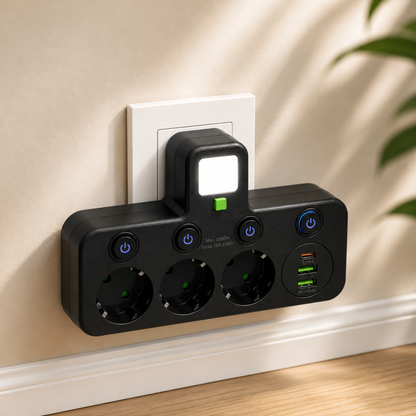 PowerHub™ | Flere stikkontakter og USB-lading på ett sted