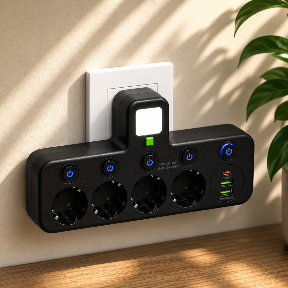 PowerHub™ | Flere stikkontakter og USB-lading på ett sted