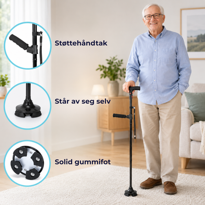 SeisomaApu™ | Sammenleggbar støttestokk med ekstra håndtak