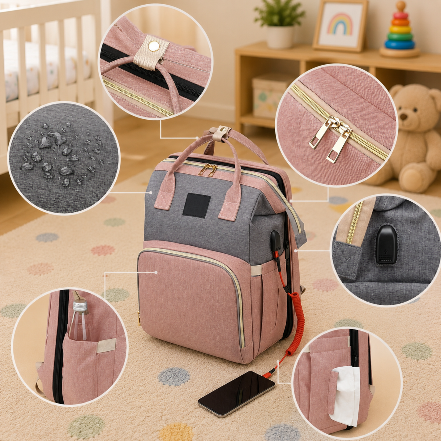 ParentPack™ | Babyryggsekk med utfellbar stelleplass
