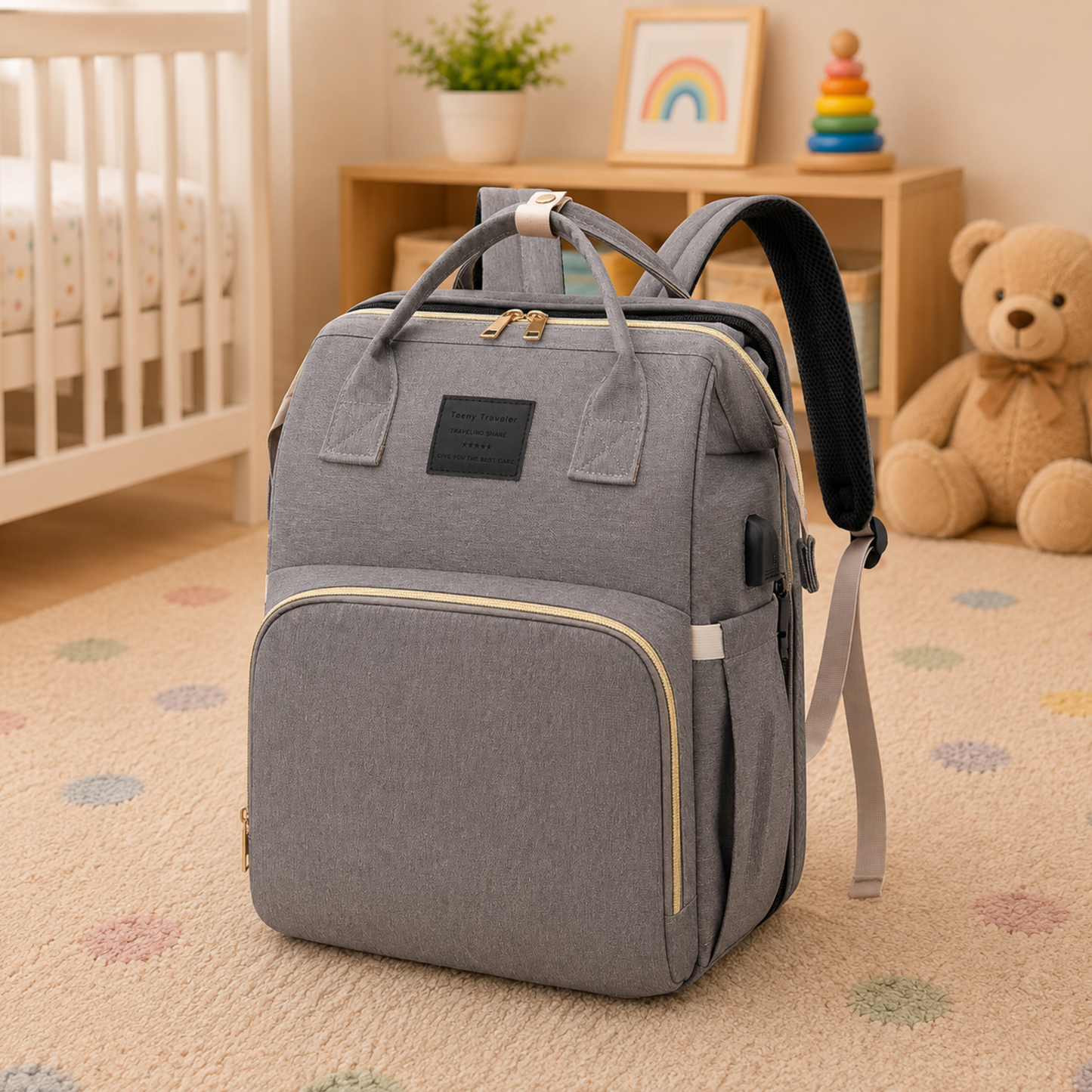 ParentPack™ | Babyryggsekk med utfellbar stelleplass