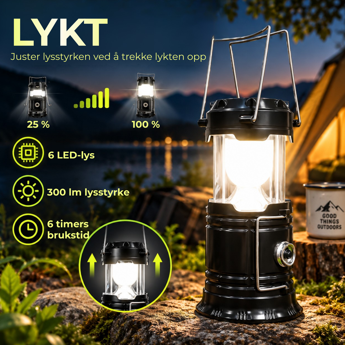PullLight™ | Lys når du trenger det – hjemme, i bilen eller på tur