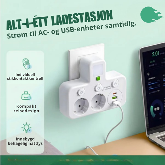 LadeHub™ | Ett vegguttak, full kontroll over alle enheter