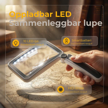 Leselupen™ |  Sammenleggbart håndholdt forstørrelsesglass med lys for lesing