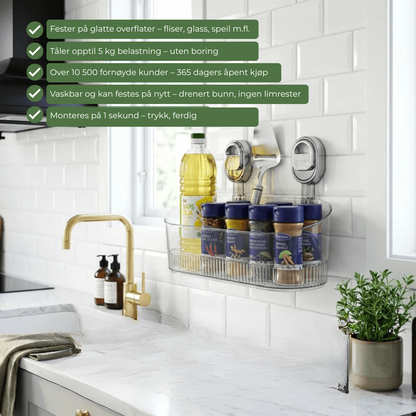 StickShelf™ | Selvklebende vegghylle uten boring for kjøkken og baderom