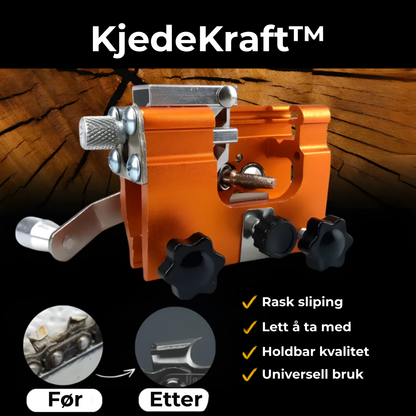 KjedeKraft™ | Rask, presis og enkel motorsågssliping hjemme