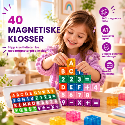 Klakk | Magnetiske byggeklosser med bokstaver og tall for barn