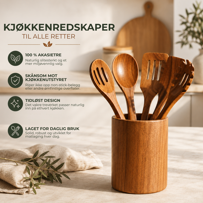 AkasieSett™ | Kjøkkenredskapsett i akasietre, 5 deler
