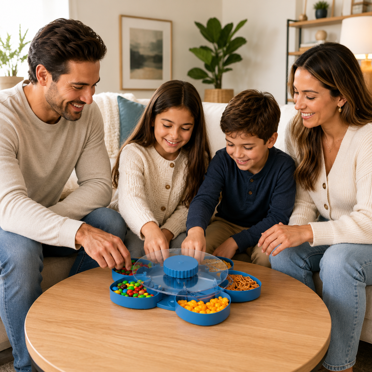 SnackSpin™ | Roterende Snackfat – Alt Samlet, Enkelt Å Dele
