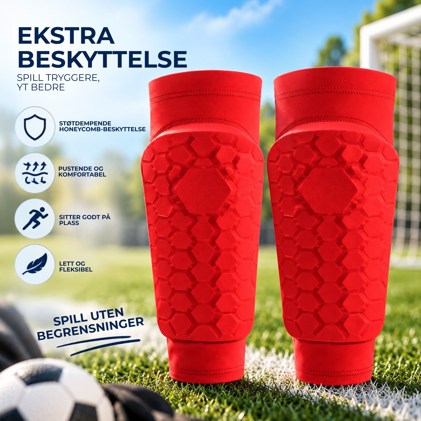 FotballLeggbeskyttere Junior™ | Sitter på plass. Lar barnet fokusere på spillet