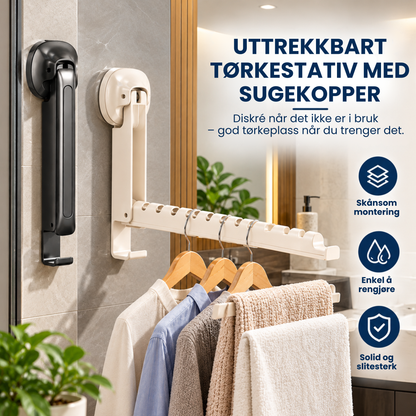 Foldio™ | Uttrekkbart sammenleggbart tørkestativ med sugekopper