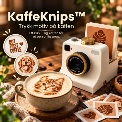 KaffeKnips™ | Lag morsomme kaffemønstre med ett enkelt trykk