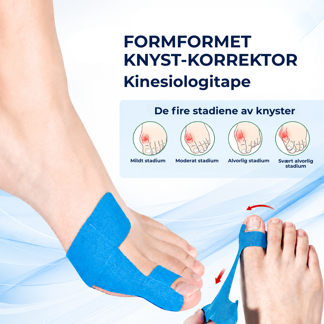 AlignTape™ | Ferdigklippet elastisk kinesiologitape for støtte ved hallux valgus