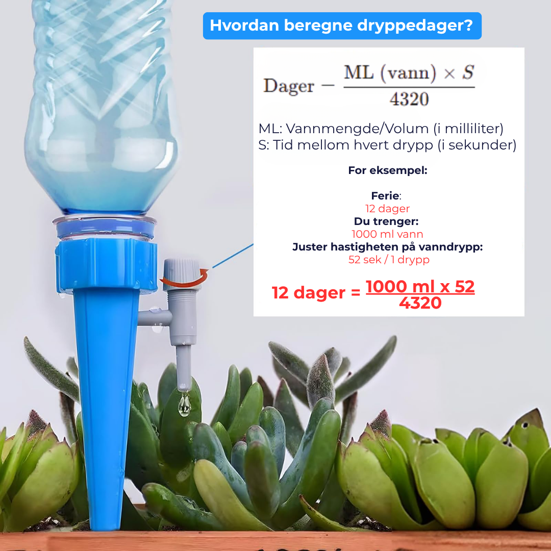 VannVakt™ | Justerbare vanningsplugger for flasker