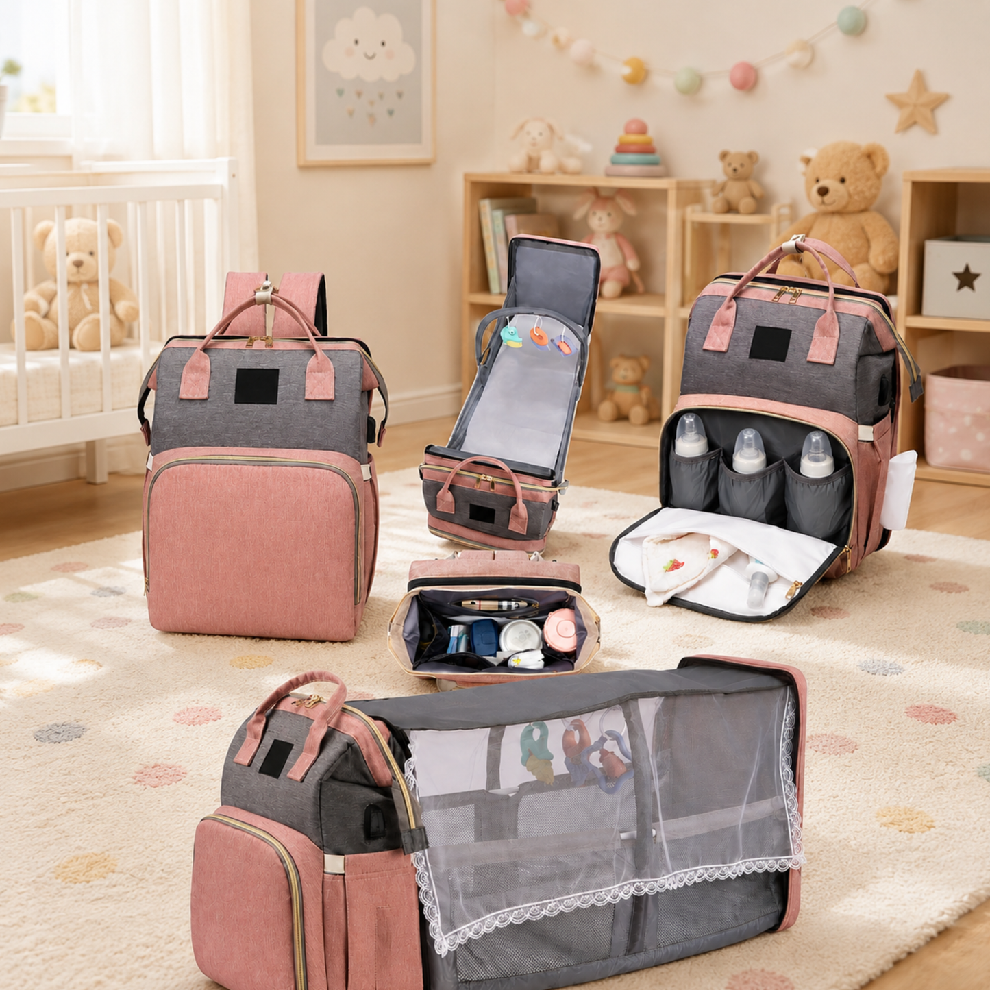 ParentPack™ | Babyryggsekk med utfellbar stelleplass