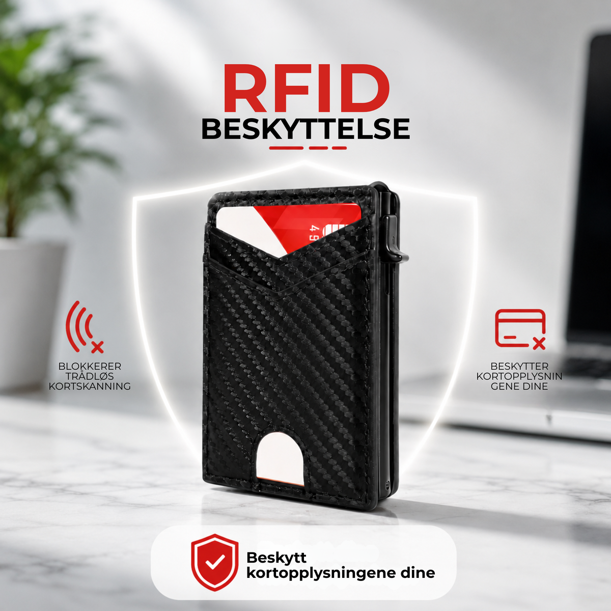 PopUp Lommebok™ | Slank RFID-lommebok med pop-up-kortholder