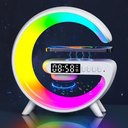 AudioGlow™ | Soloppgangsvekkeklokke, Bluetooth-høyttaler, trådløs lader, stemningsbelysning!
