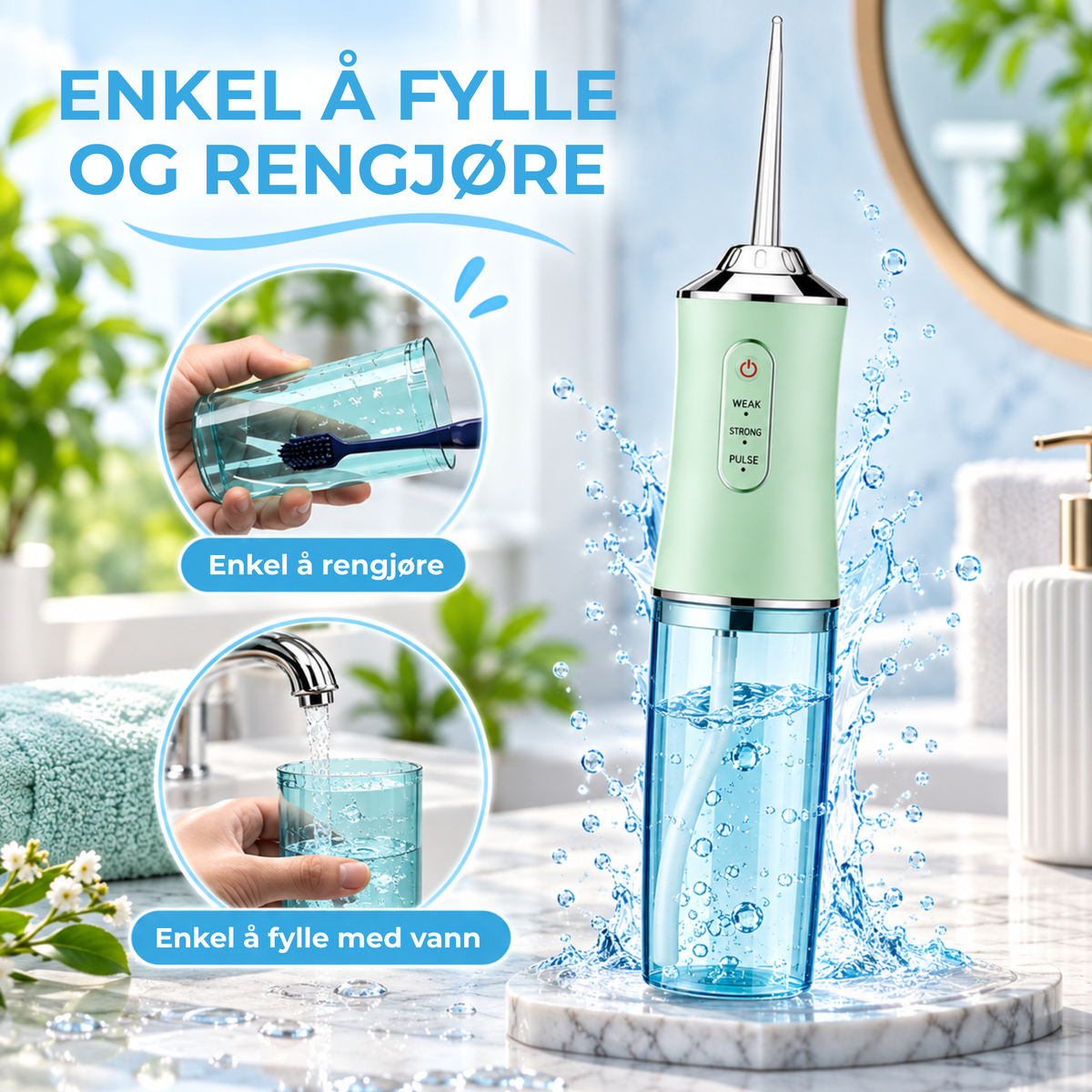 AquaFloss™ | Renere mellom tennene – uten styret med tanntråd