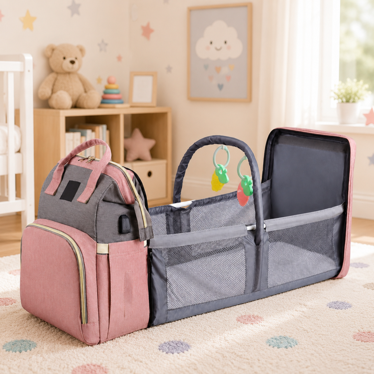 ParentPack™ | Babyryggsekk med utfellbar stelleplass