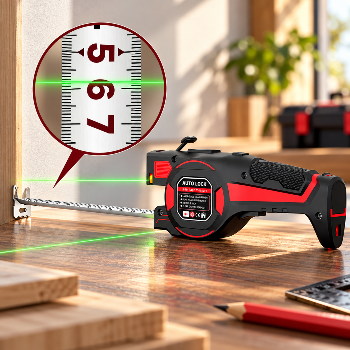 LaserMeasure 2-in-1™ | Mål, juster og få rette linjer med ett verktøy