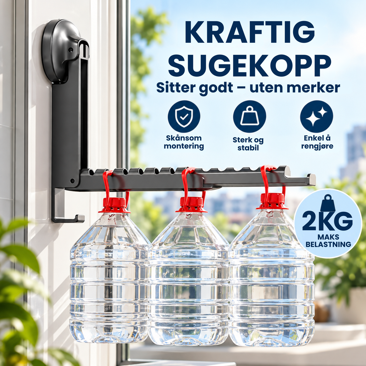 Foldio™ | Uttrekkbart sammenleggbart tørkestativ med sugekopper