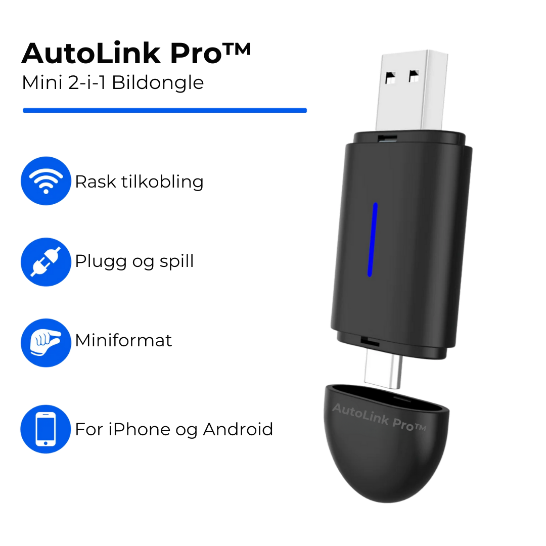 AutoLink Pro™ | Trådløs CarPlay & Android Auto Adapter for iPhone & Android