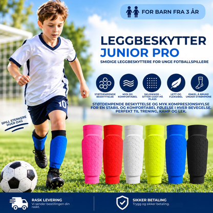 FotballLeggbeskyttere Junior™ | Sitter på plass. Lar barnet fokusere på spillet