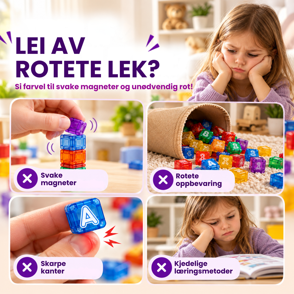 Klakk | Magnetiske byggeklosser med bokstaver og tall for barn