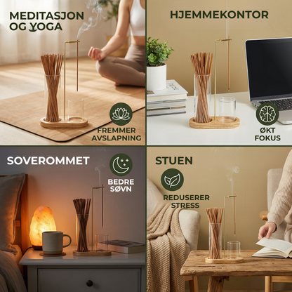 ZenFlow™ | Røkelsesholdersett for meditasjon og avslapning med glassbeholder for aske
