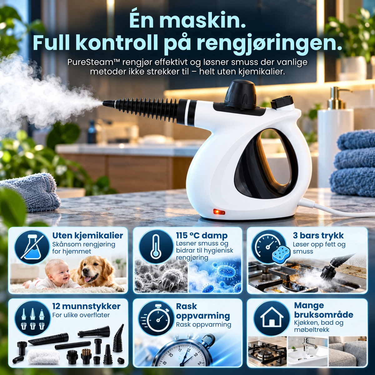 PureSteam™ | Kraftig damprengjøring uten unødvendig skrubbing
