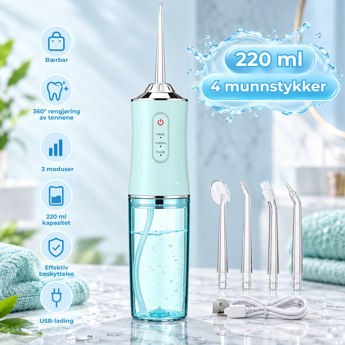 AquaFloss™ | Renere mellom tennene – uten styret med tanntråd