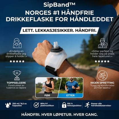 SipBand™ | Den lette håndfrie vannflasken for løping og trening