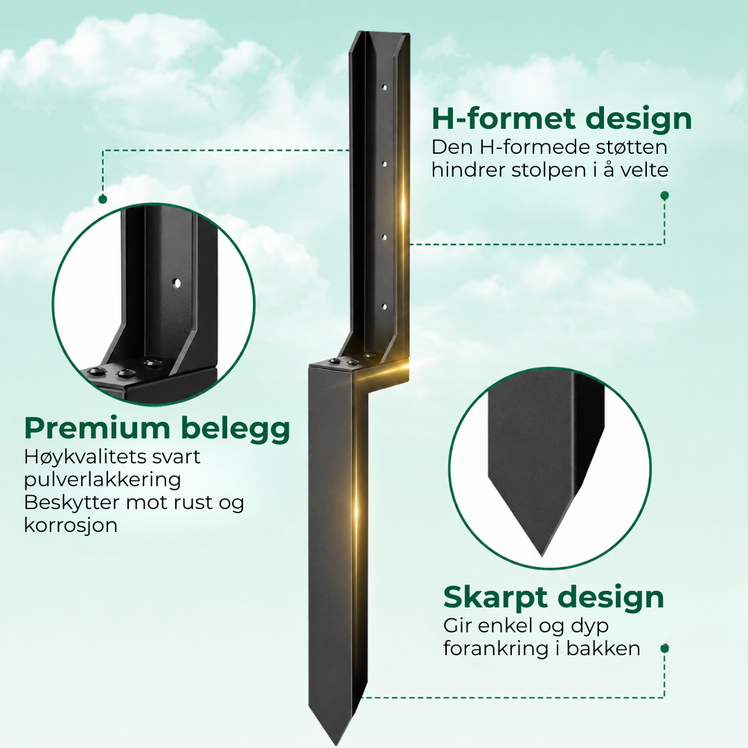 StakeGuard™ | Kraftig reparasjonssett for stabilisering av gjerdestolper