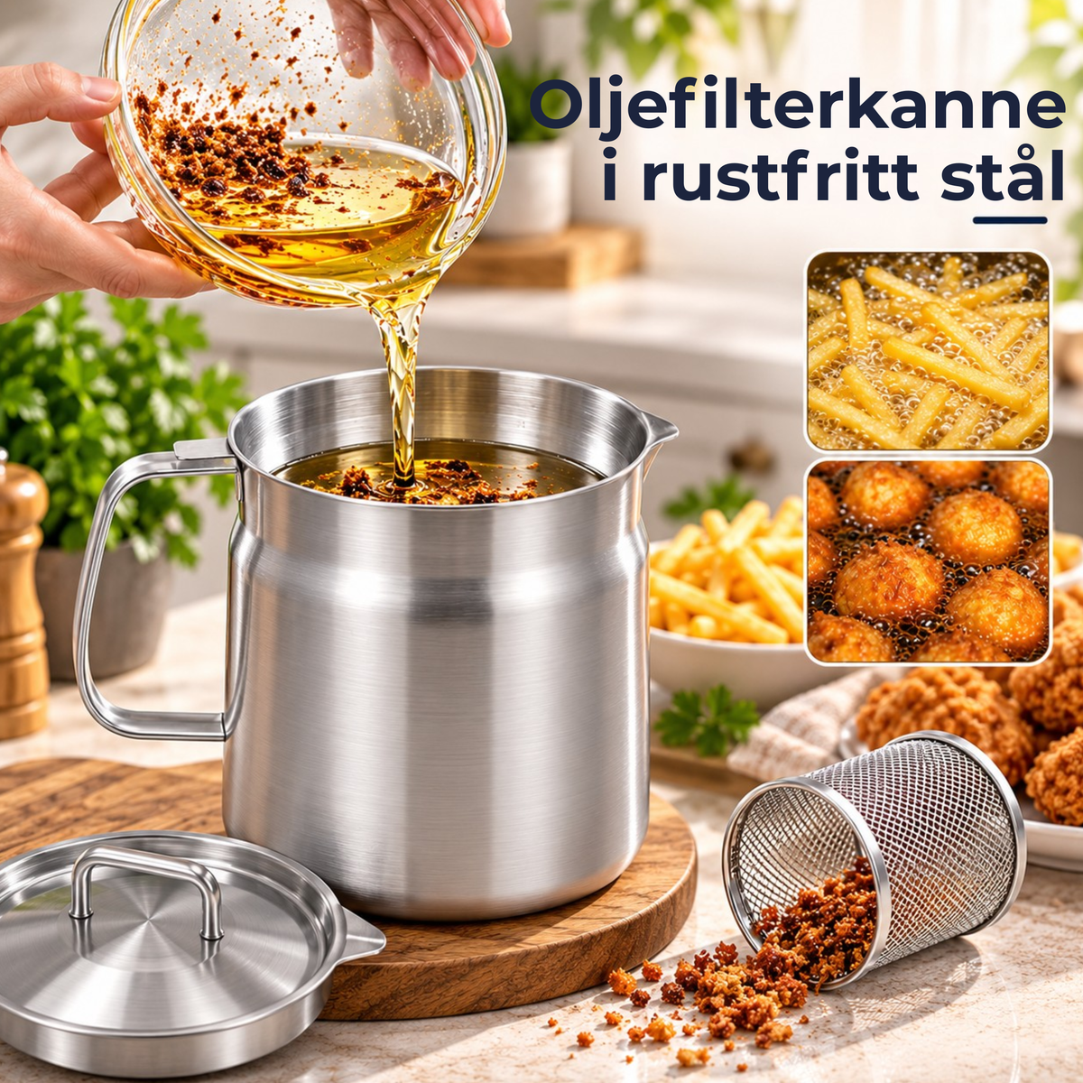 OilPot™ | Kompakt løsning for fritering, filtrering og oppbevaring