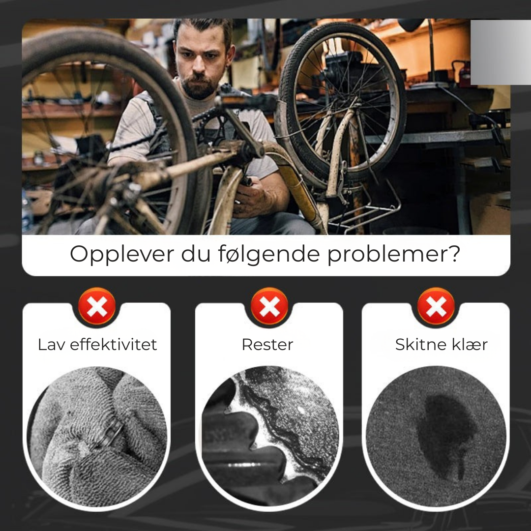 CleanRide™ | Ren kjede på ett minutt, uten skitne hender