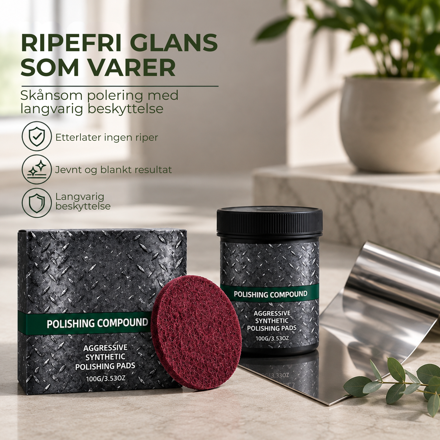 ShineRevive™ | Alt-i-ett poleringsmiddel for overflatefornyelse – med poleringspute