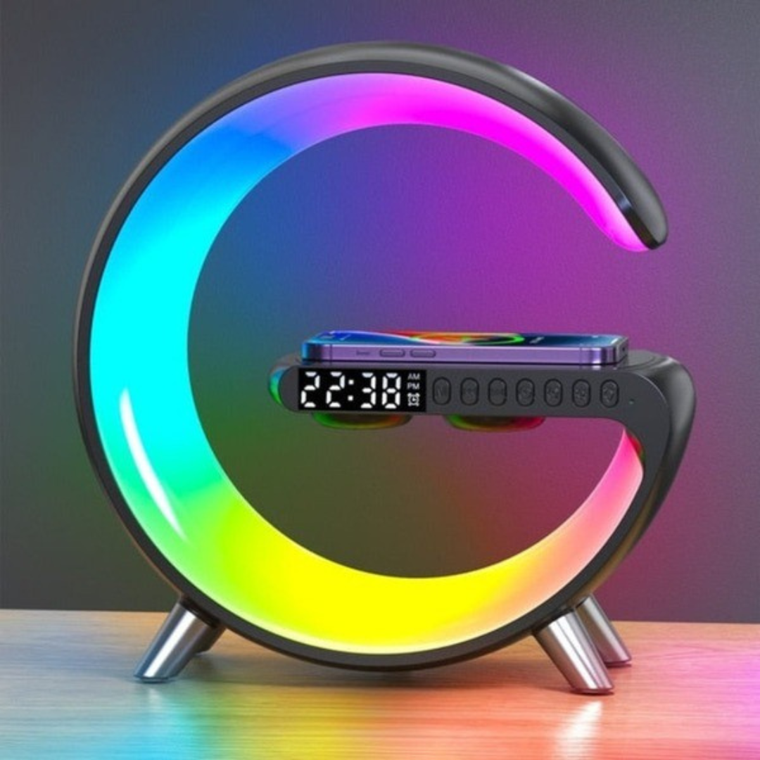 AudioGlow™ | Soloppgangsvekkeklokke, Bluetooth-høyttaler, trådløs lader, stemningsbelysning!