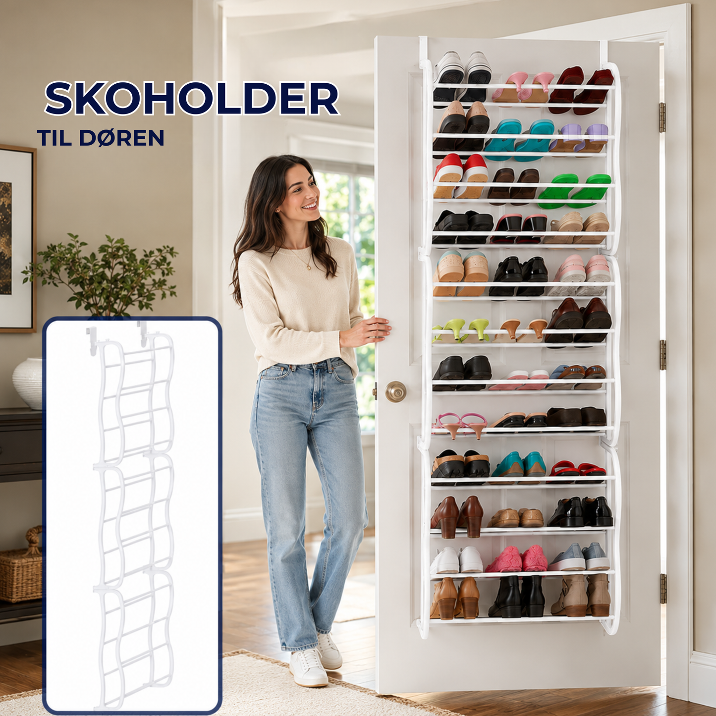 SkoHenger™ | Smart skoppbevaring over døren – plass til opptil 36 par sko