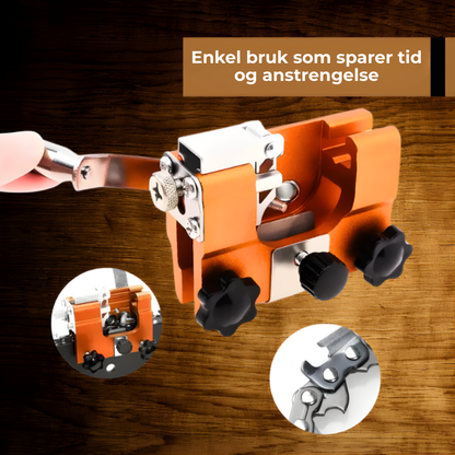 KjedeKraft™ | Rask, presis og enkel motorsågssliping hjemme